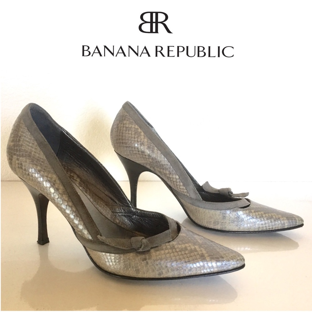 Banana Republic Python Snake Leather Pump Heels - image 1